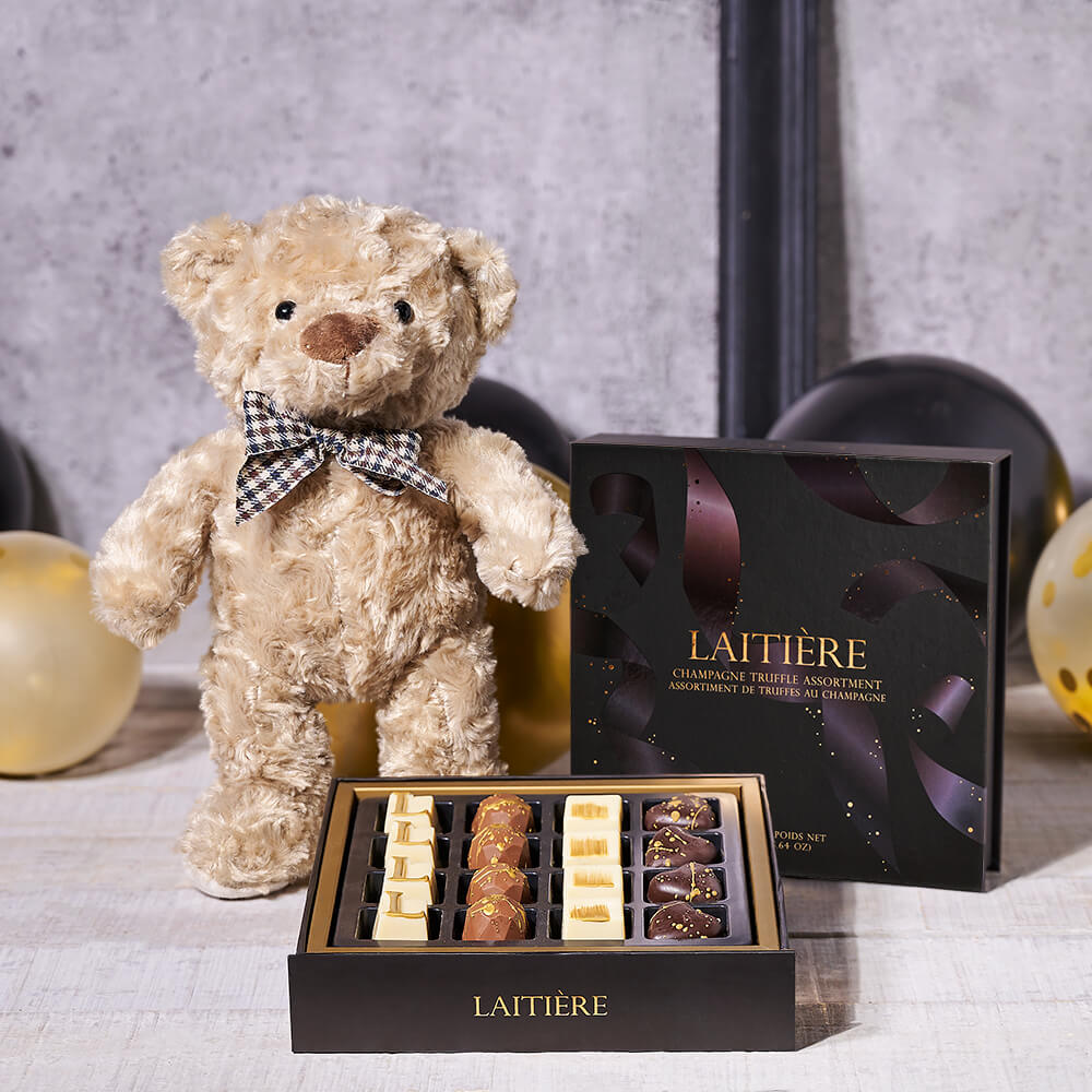 The Teddy Bear & Truffle Grad Gift, chocolate gift, chocolate, plush gift, plush, graduation gift, graduation