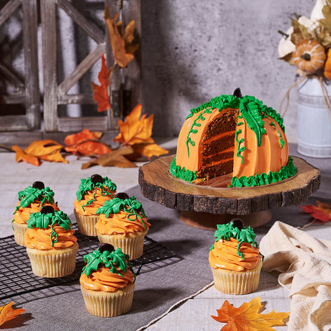 Total Pumpkin Spice Cake Set, cake gift, cake, cupcake gift, cupcake, gourmet gift, gourmet, thanksgiving gift, thanksgiving, halloween gift, halloween, fall gift, fall