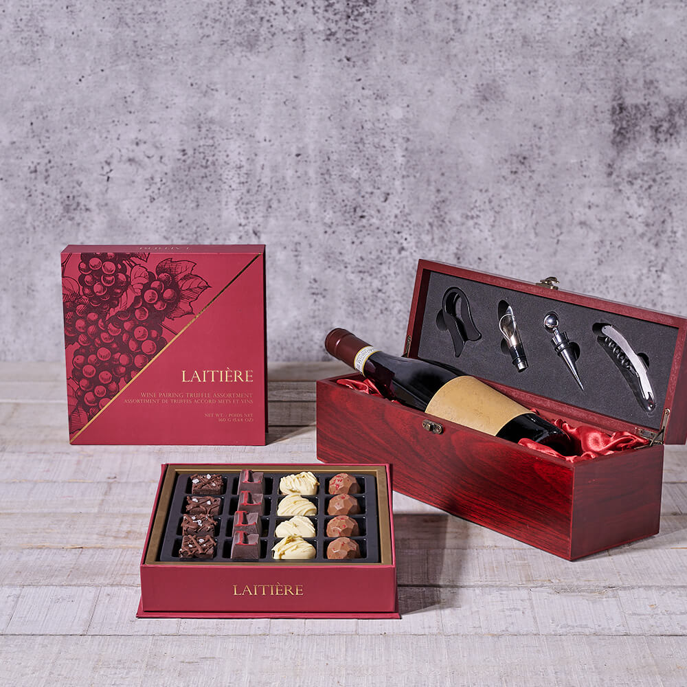 Wine Pairing Gift Box, wine gift, wine, gourmet gift, gourmet, chocolate gift, chocolate