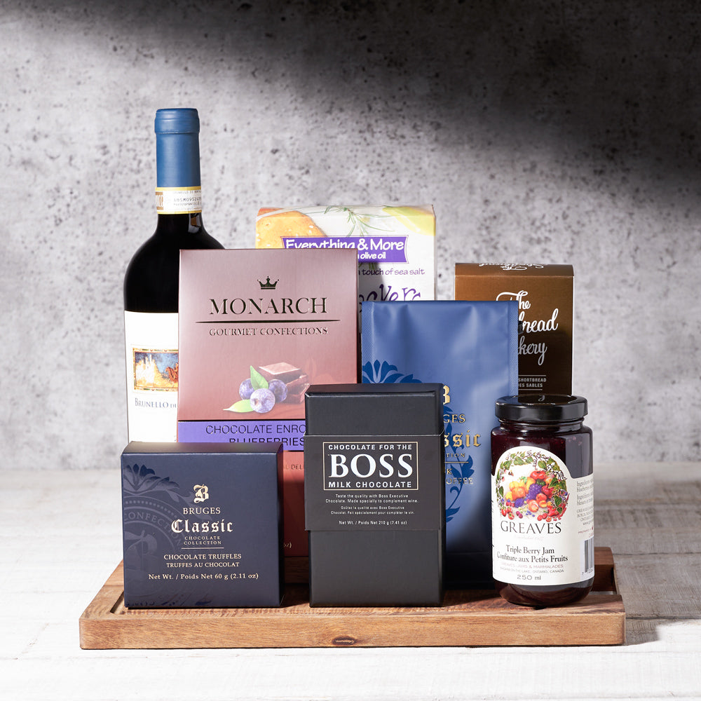 The Foodie Wine Gift Basket, Wine Gift Baskets, Chocolate Gift Baskets, Gourmet Gift Baskets, Canada Delivery