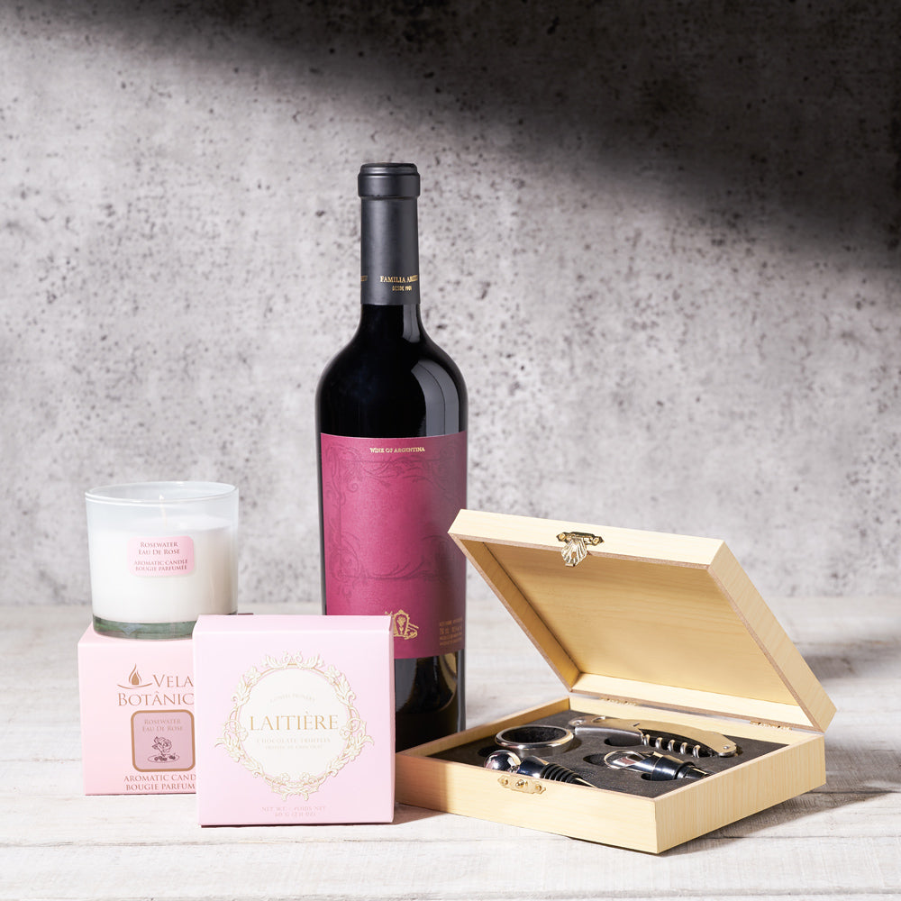 Indulgent Relaxation Wine Gift Set, Wine Gift Baskets, Gourmet Gift Baskets, Canada Delivery