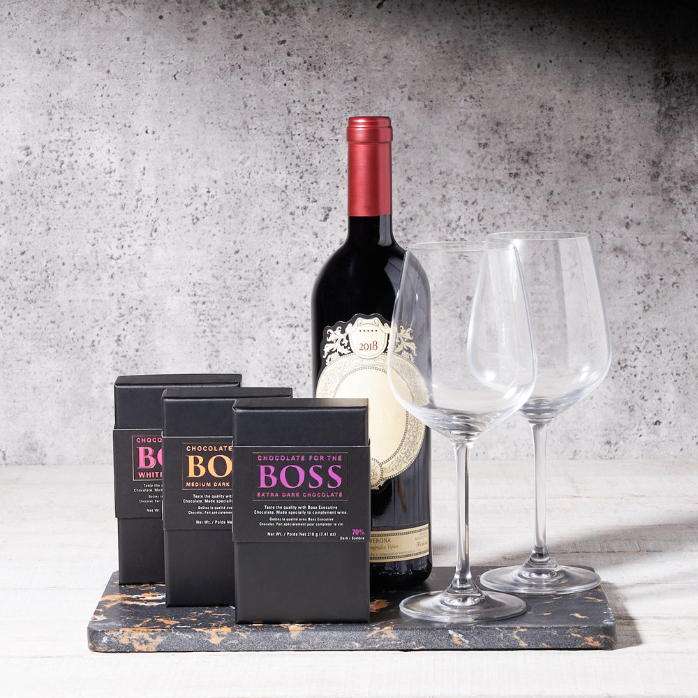 BOSS Deluxe Wine Pairing Chocolate Bars - Trio Gift Set, Wine Gift Baskets, Gourmet Gift Baskets, Canada Delivery