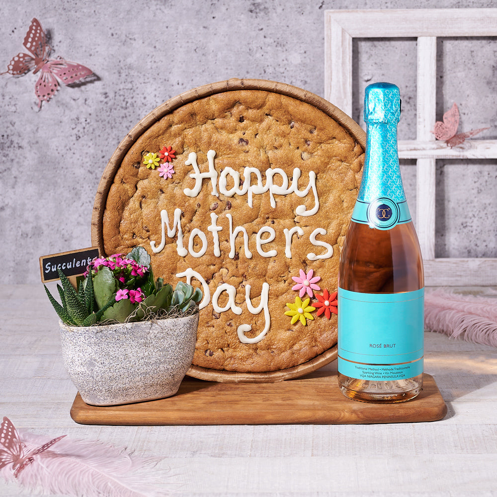 Mother’s Day Champagne & Cookie Gift Set, mother's day, mother's day champagne gift, plant, potted plant, mother's day gifts
