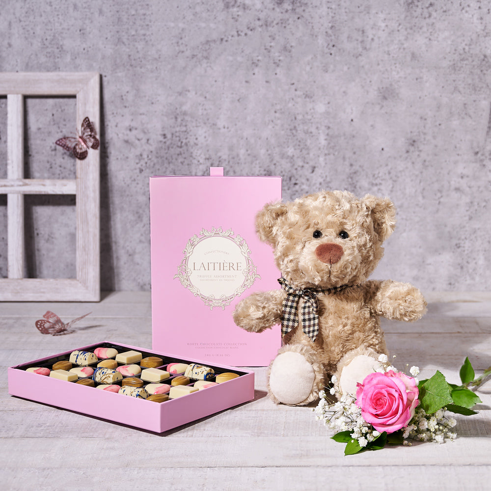 Rose & Chocolate Gift Set, gourmet gift baskets, Mother’s Day gift baskets, gift baskets, mother's day, bear gift