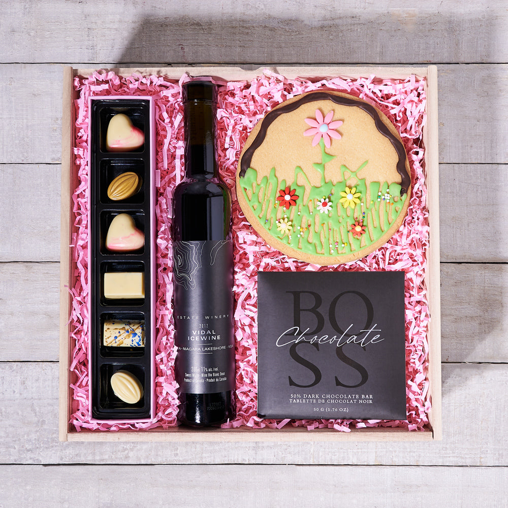 The Elegant Chocolate & Icewine Gift Box, chocolate gift, icewine gift, wine gift, gourmet gift, mother's day, mother's day gift
