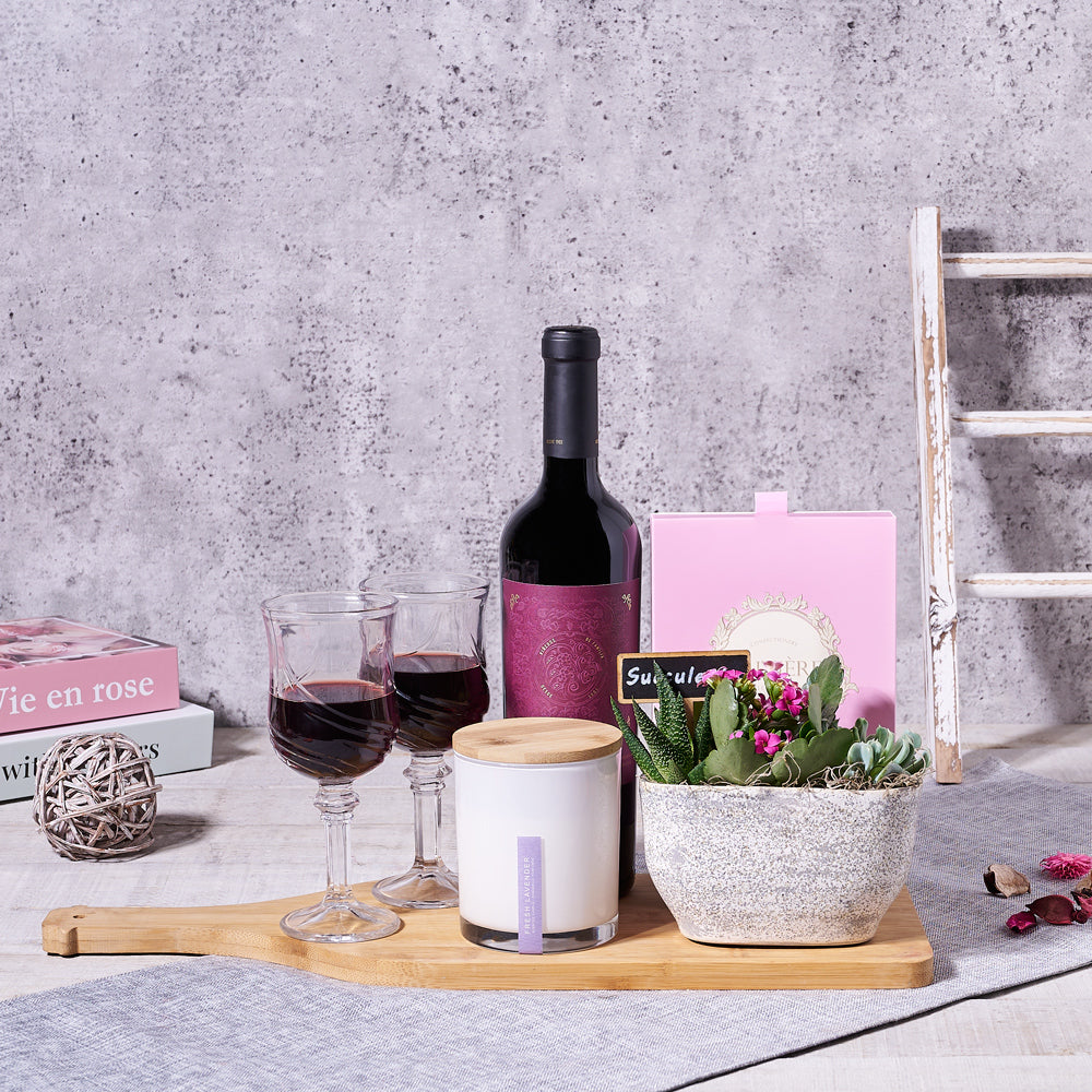 Refined Wine &amp; Chocolate Gift Basket, wine gift baskets, gourmet gift baskets, gift baskets, Mother's Day gift baskets