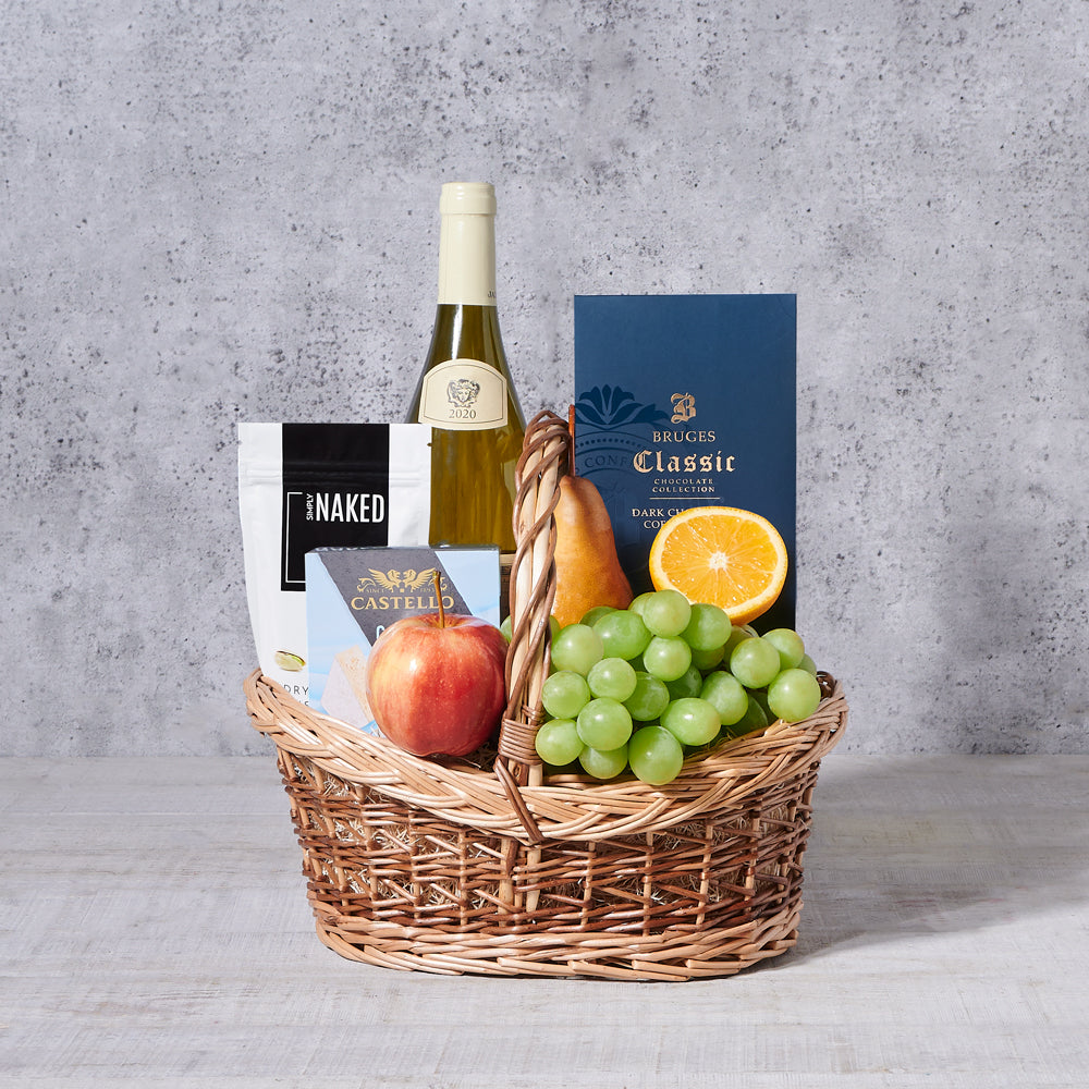 The Luxurious Pairings Wine Gift Basket, wine gift baskets, gourmet gift baskets, gift baskets, gourmet gifts, wine gift, wine, fruit gift, fruit
