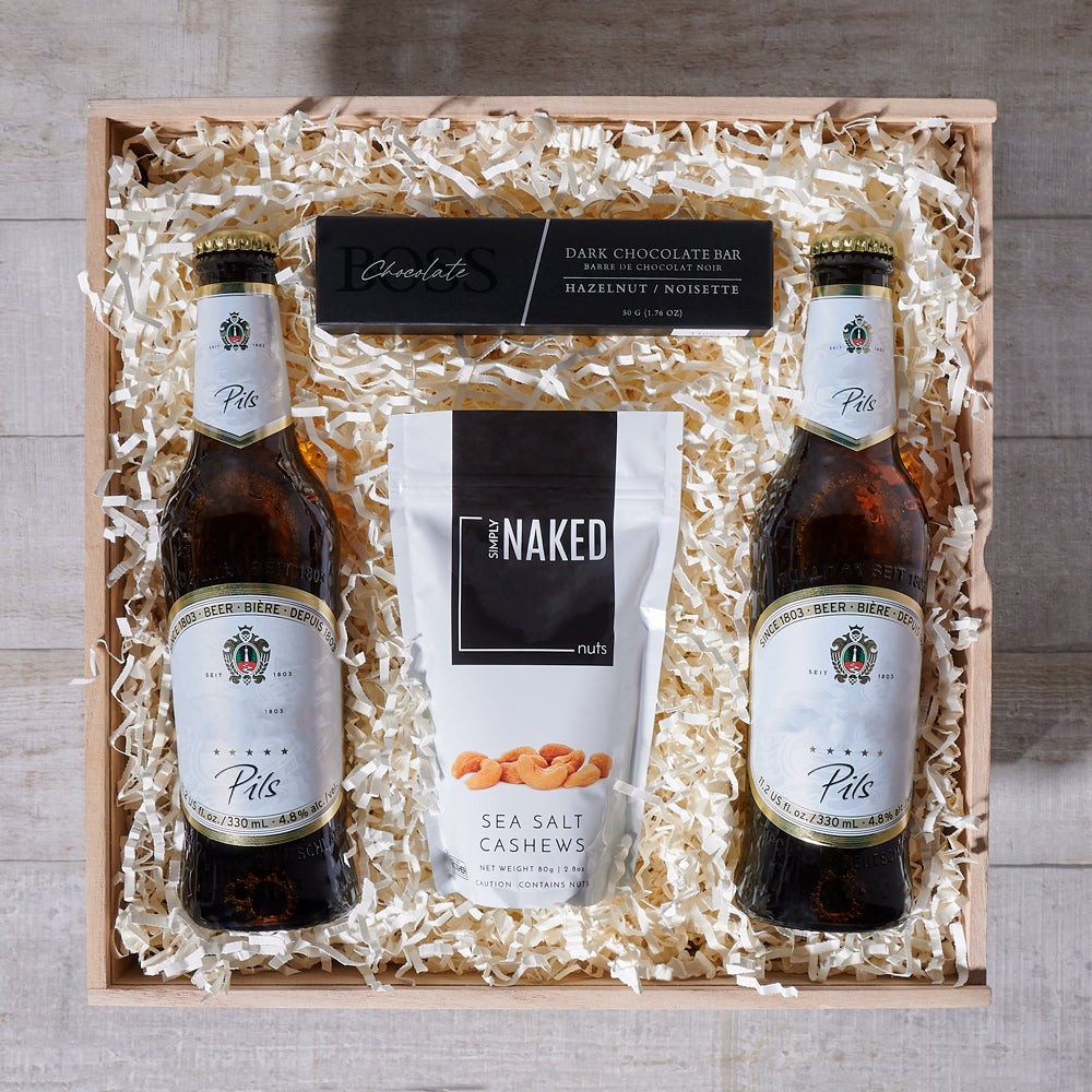 Savory & Sweet Beer Box, gourmet gift, gourmet, beer gift, beer, chocolate gift, chocolate