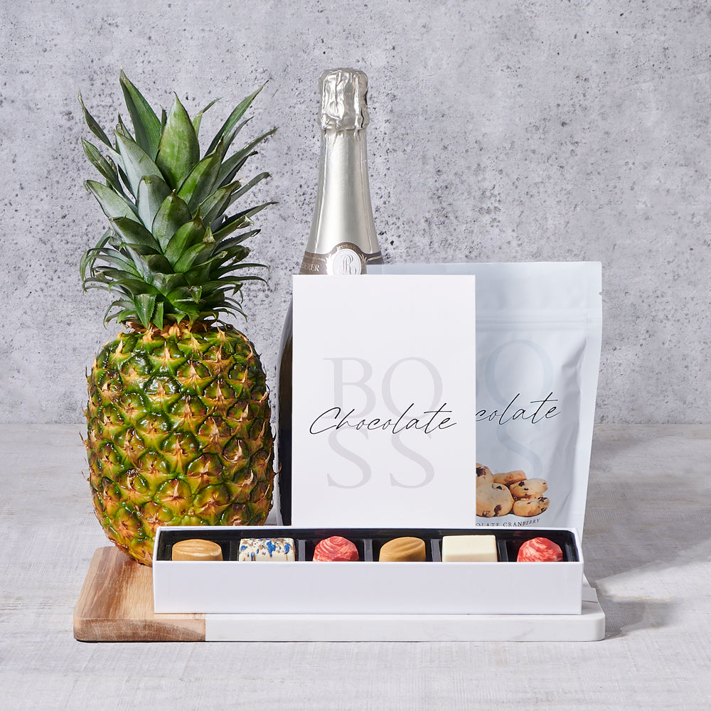 Tropical Champagne &amp; Chocolate Delight Board, gourmet, fruit gift, fruit, champagne gift, champagne, sparkling wine gift, sparkling wine