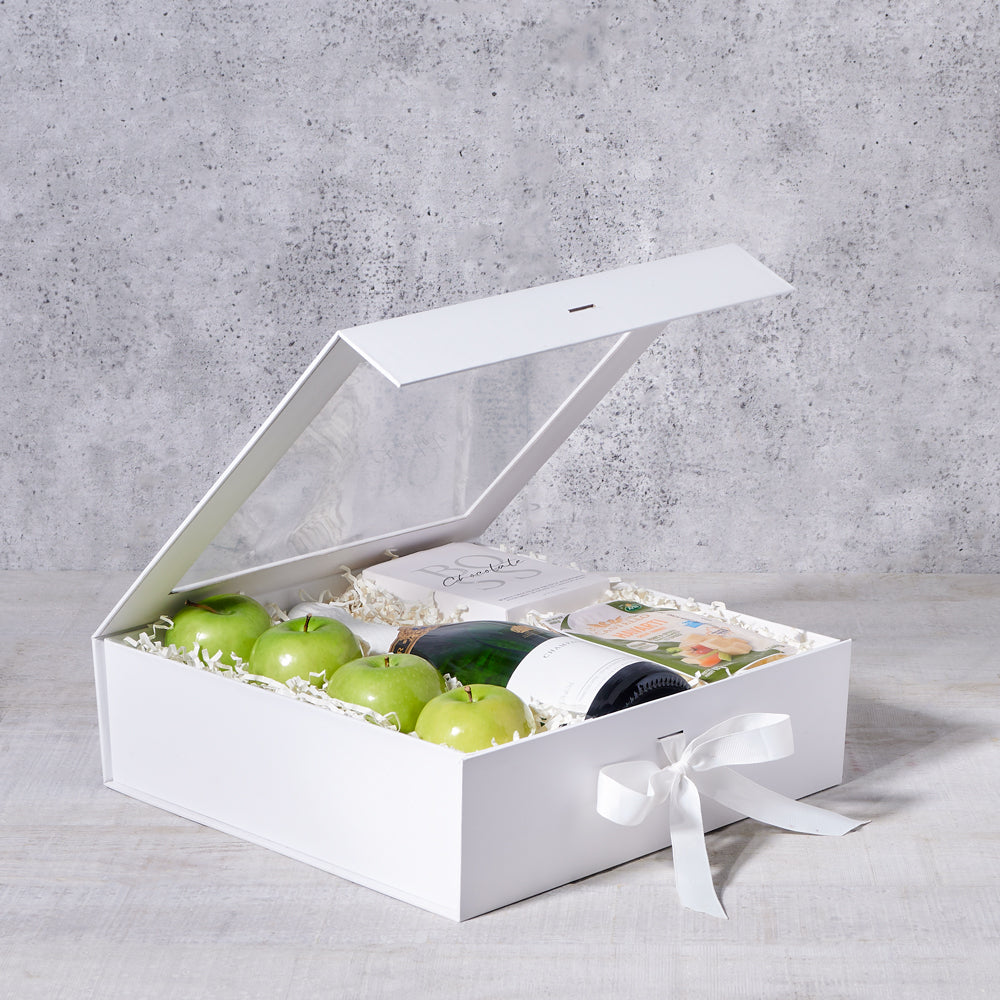 Fruit & Cheese Gift Box with Champagne, gourmet gift, gourmet, champagne gift, champagne, sparkling wine gift, sparkling wine, fruit gift, fruit