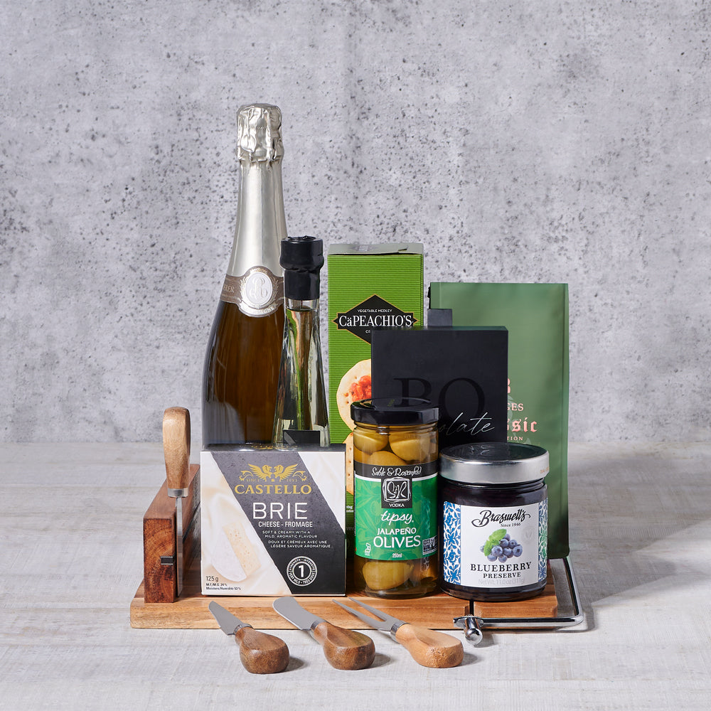 Champagne & Gourmet Celebration Gift, gourmet gift, gourmet, champagne gift, champagne, sparkling wine gift, sparkling wine, cheeseboard gift, cheeseboard