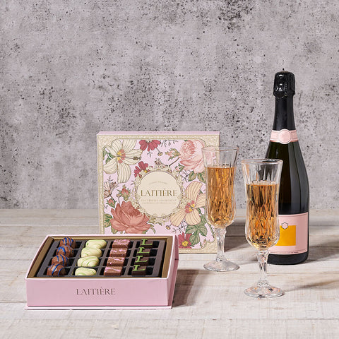 Cheers to Chocolate & Champagne for Two, champagne gift, champagne, sparkling wine gift, sparkling wine, chocolate gift, chocolate, gourmet gift, gourmet