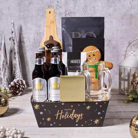 Christmas Beer & Snacks Gift Basket, christmas gift, christmas, holiday gift, holiday, beer gift, beer, gourmet gift, gourmet, chocolate gift, chocolate