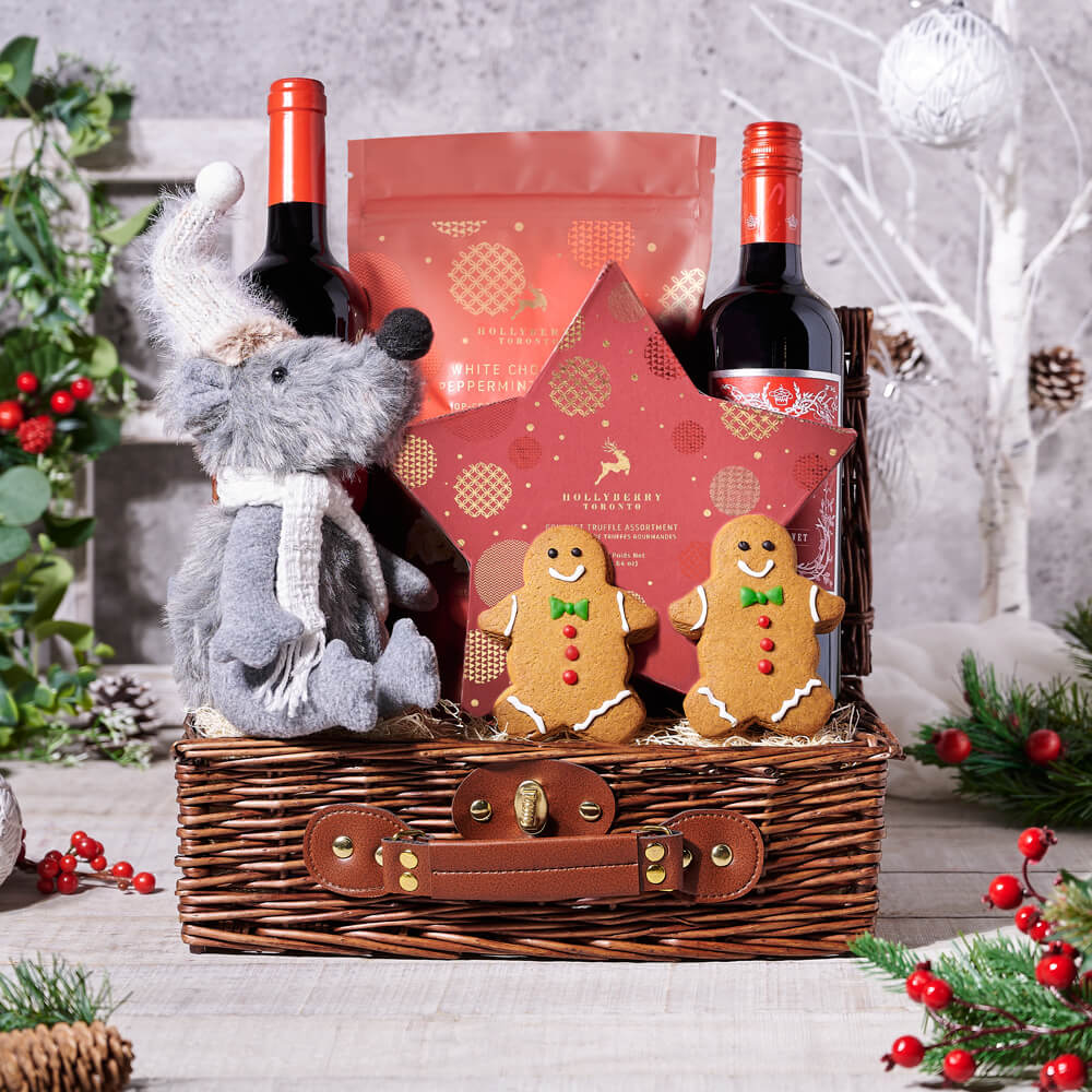 Christmas Cheer Picnic Basket, wine gift, wine, christmas gift, christmas, holiday gift, holiday, wine gift, wine, christmas wine gift, christmas wine, holiday wine