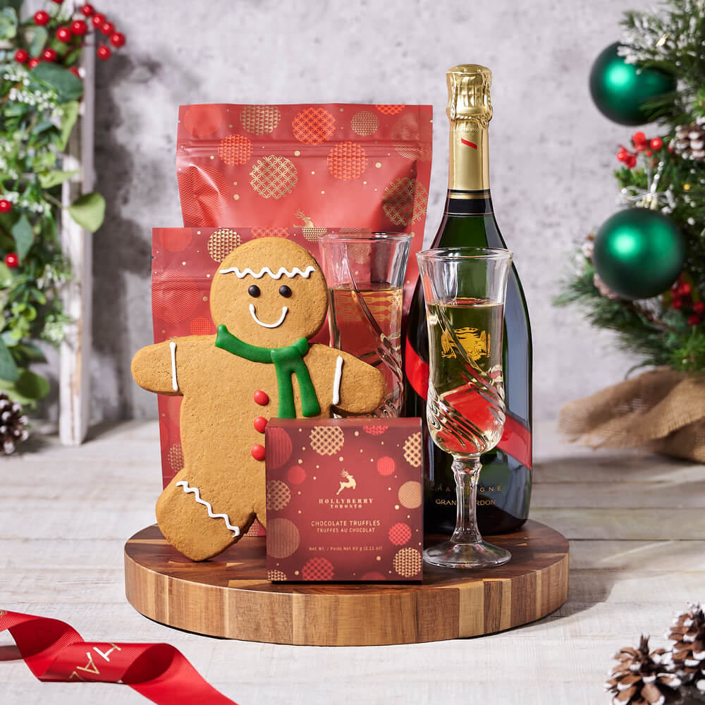 Christmas Snacking Gift Basket, holiday gift, holiday, christmas gift, christmas, gourmet gift, gourmet, champagne gift, champagne, sparkling wine gift, sparkling wine