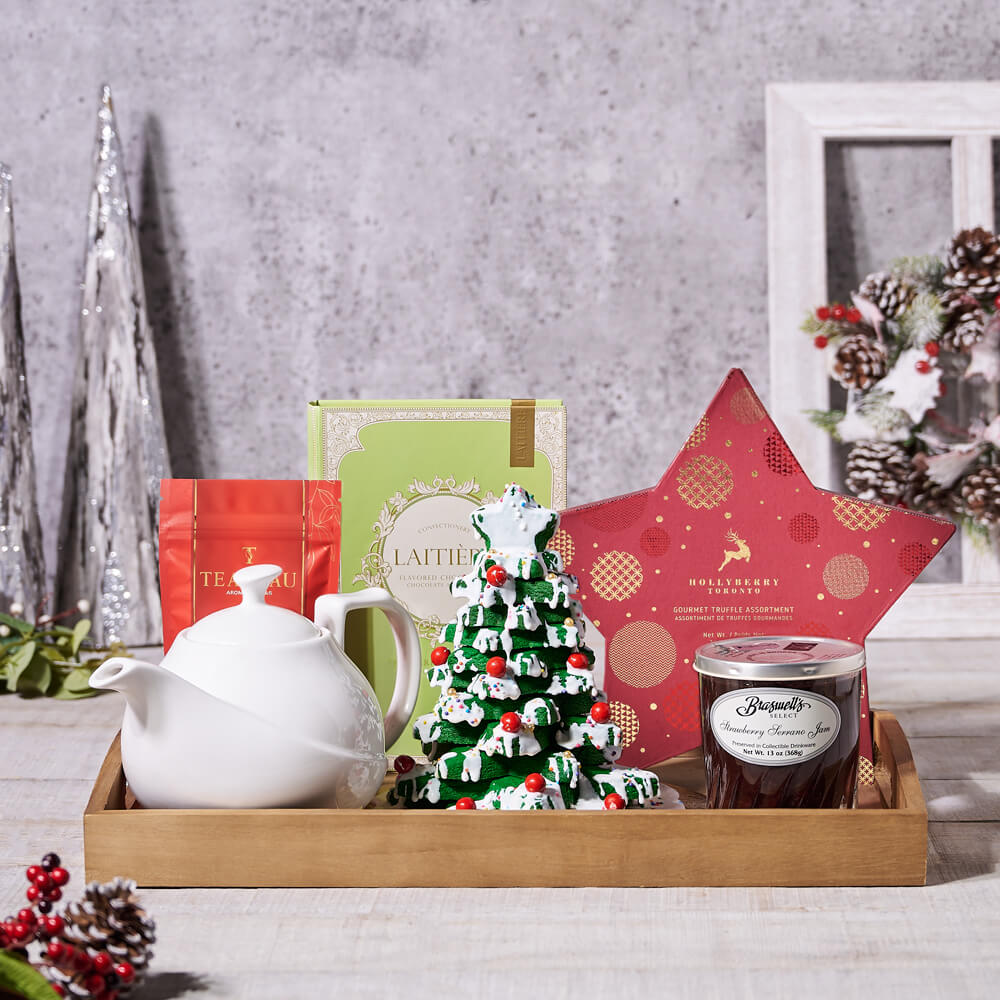 Christmas Tea & Chocolate Gift Basket, tea gift, tea, christmas gift, christmas, holiday gift, holiday, gourmet gift, gourmet