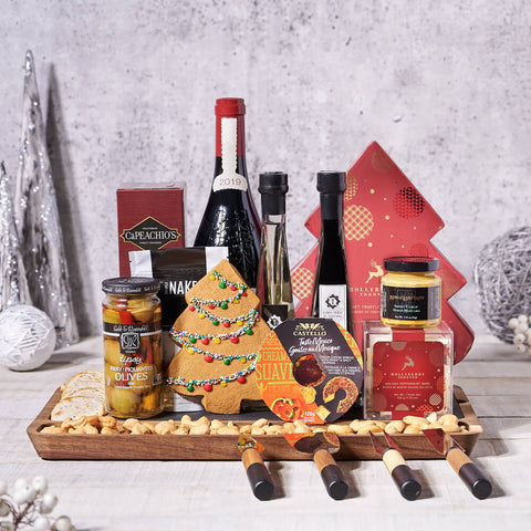 Christmas Wine Box Bounty Basket, christmas gift, christmas, holiday gift, holiday, wine gift, wine, gourmet gift, gourmet, cheeseboard gift, cheeseboard