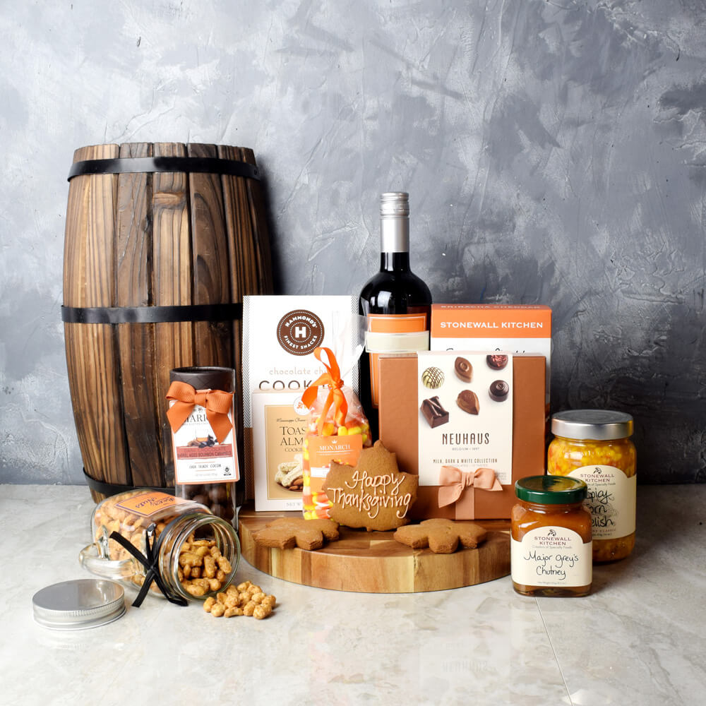 Thanksgiving Wine & Snacks Gift Set, Thanksgiving gift baskets, Thanksgiving gift sets, Canada delivery, USA delivery