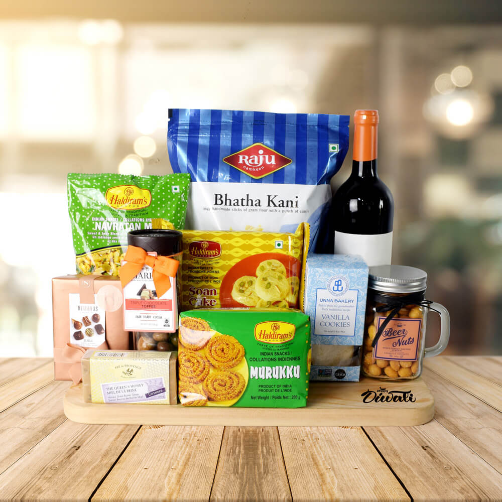 SCRUMPTIOUS GOODIES FOR DIWALI GIFT BASKET, Diwali gift basket, Diwali hampers, gourmet gift baskets, corporate Diwali gifts