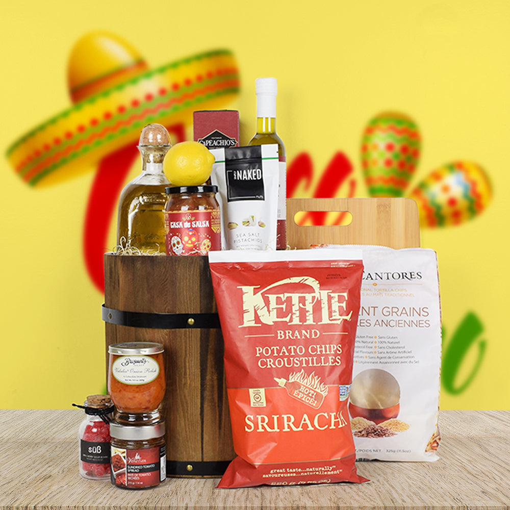 Spicy Spirits Gift Basket, gift baskets, liquor gift baskets, gourmet gift baskets, Cinco De Mayo gift baskets