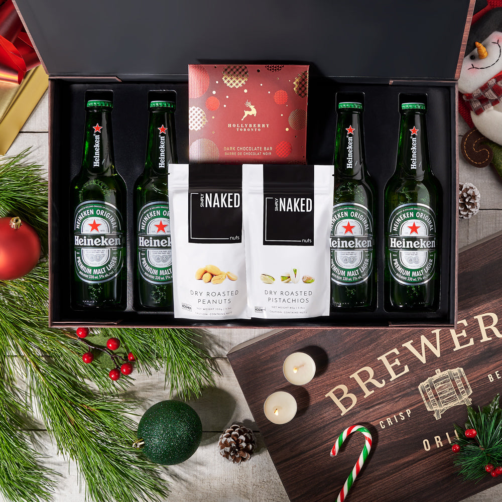 chocolate,  beer gift,  beer box,  beer,  holiday,  christmas,  nuts, christmas heineken & nuts box, christmas gift box, beer gift box, nuts box delivery canada, toronto