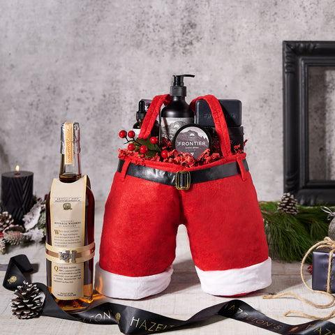 Santa's Shave & Whiskey Gift Set, Christmas gift baskets, spa gift baskets, gifts for guys, liquor gift baskets