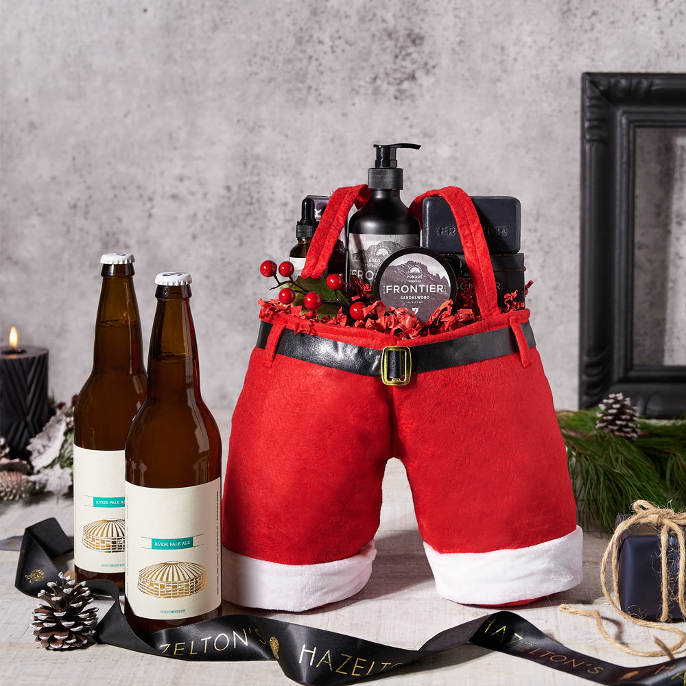 Santa's Shave & Craft Beer Gift Set, beer gift baskets, Christmas gift baskets, gifts for guys