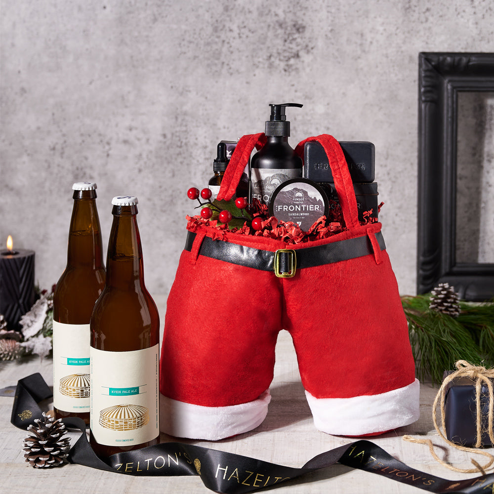 Santa's Shave &amp; Craft Beer Gift Set, beer gift baskets, Christmas gift baskets, gifts for guys