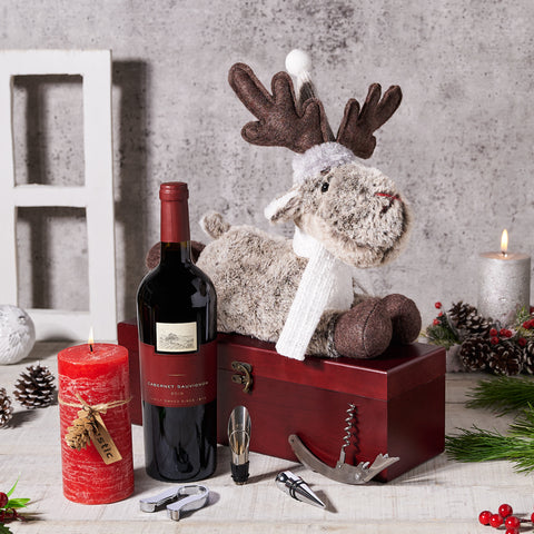 Joyful Evening with a Reindeer Gift Set, Christmas gift baskets, wine gift baskets