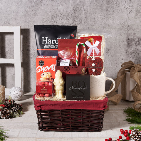 It’s Christmastime Snacking Basket, Christmas gift baskets, chocolate gift baskets