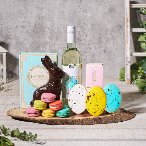 Easter Cookie & Wine Gift, easter gift, easter, wine gift, wine, chocolate gift, chocolate, gourmet gift, gourmet, cookie gift, cookie