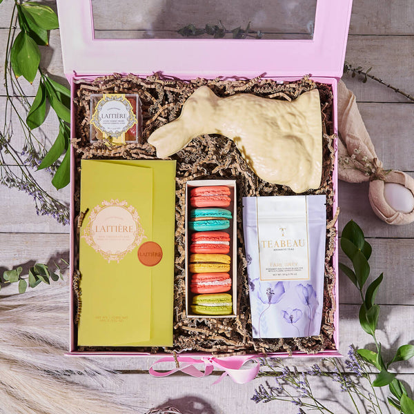 Easter Charm Macarons & Tea Box Gift, easter gift, easter, chocolate gift, chocolate, gourmet gift, gourmet, tea gift, tea