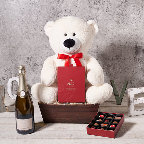 The "Sweet Love" Gift Basket, Valentine's Day gifts, sparkling wine gifts, chocolate gifts