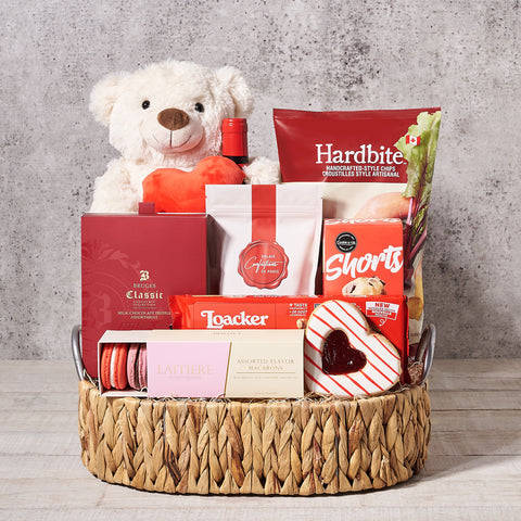 For My Sweetheart Gift Basket, Valentine's Day gifts, cookie gifts, wine gifts