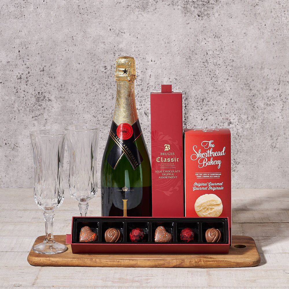Refined Flutes &amp; Sweets Tasting Board, Valentine's Day gifts, sparkling wine gifts, chocolate gifts
