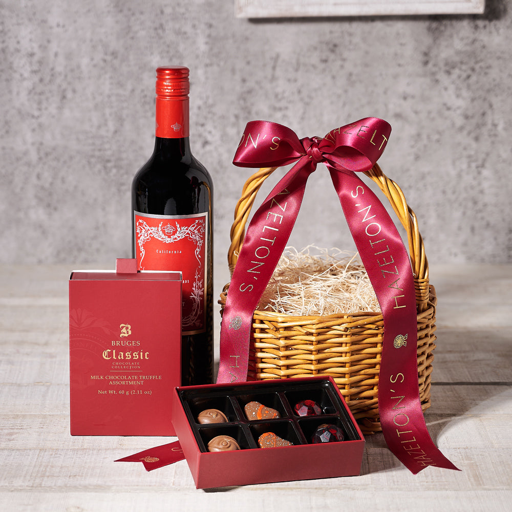 Sweet On You Gift Basket, Valentine's Day gifts, wine gifts, chocolate gifts