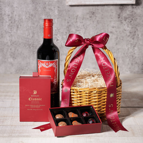 Sweet On You Gift Basket, Valentine's Day gifts, wine gifts, chocolate gifts