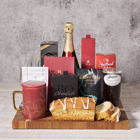 Heartfelt Treats & Snacks Gift Basket, Valentine's Day gifts, sparkling wine gifts