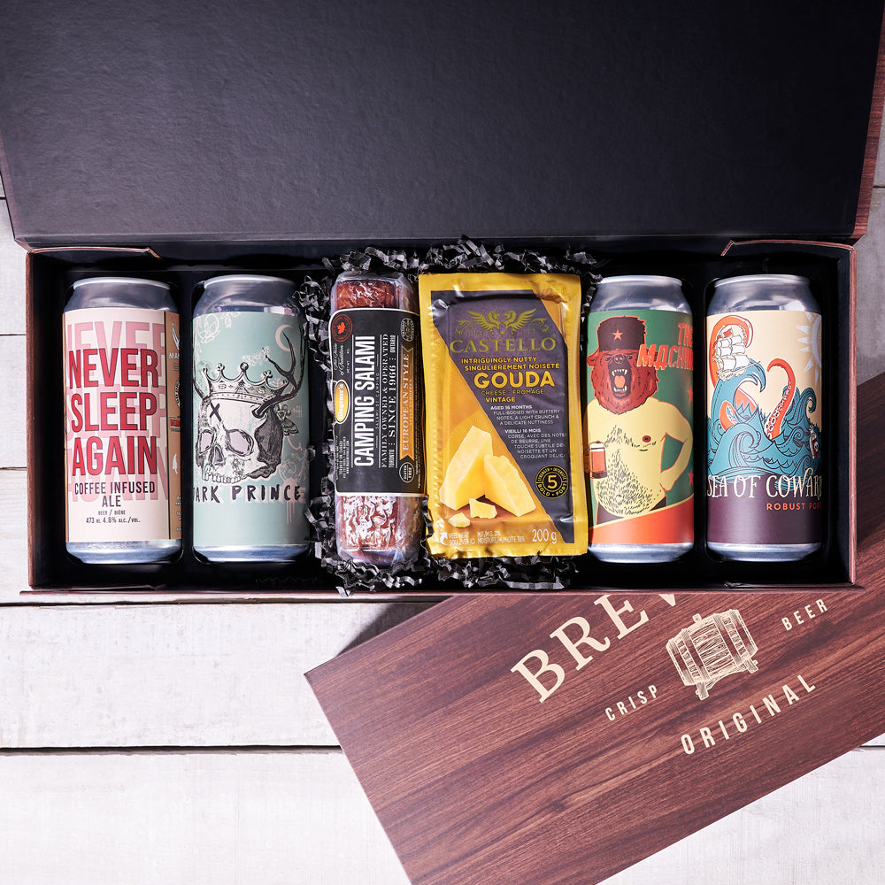 Simple Charcuterie & Craft Beer Box, beer gifts, cheese gifts, salami