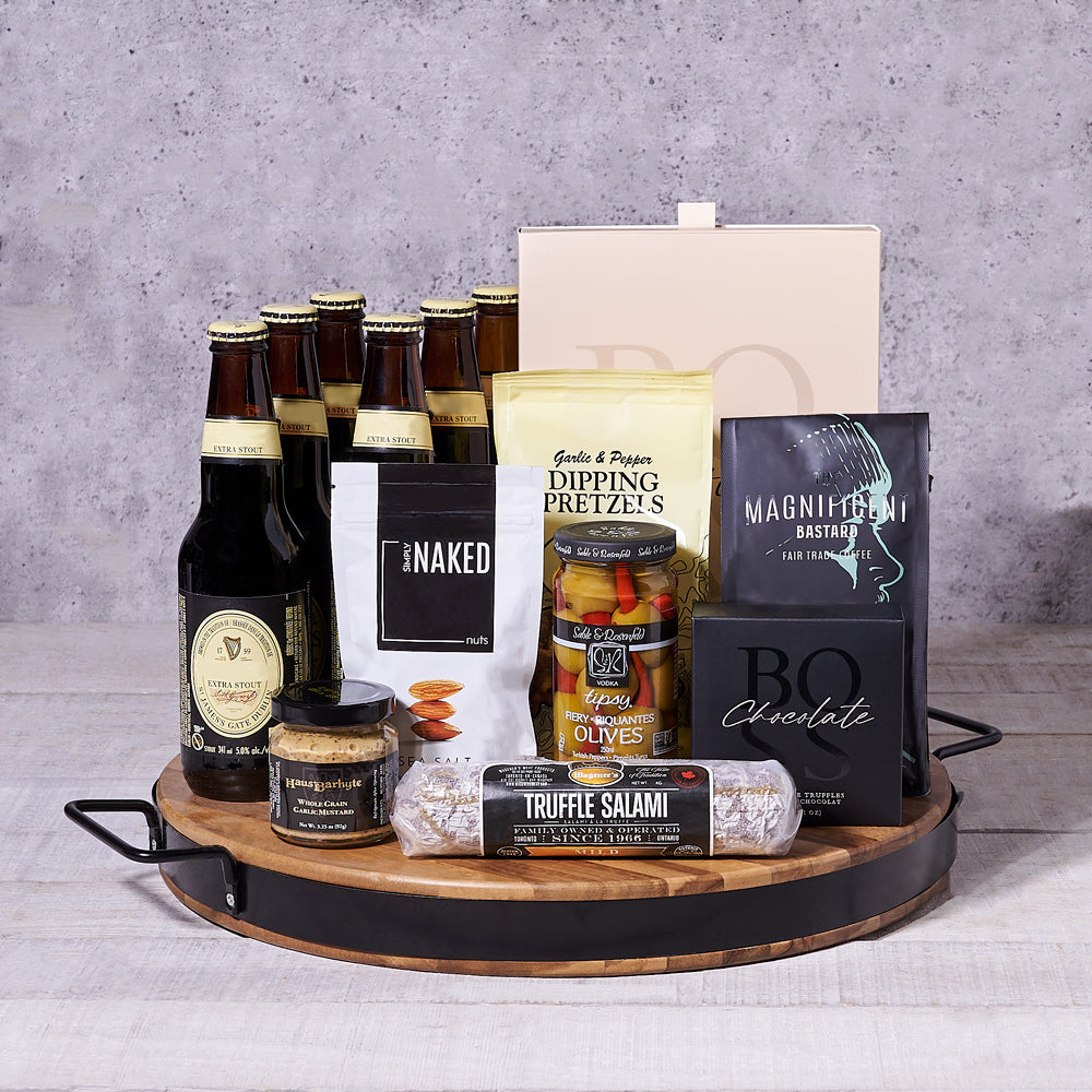 Guinness & Goodies for St. Patrick Gift, beer gifts, truffles, snacks, gourmet snacks, gourmet gift baskets