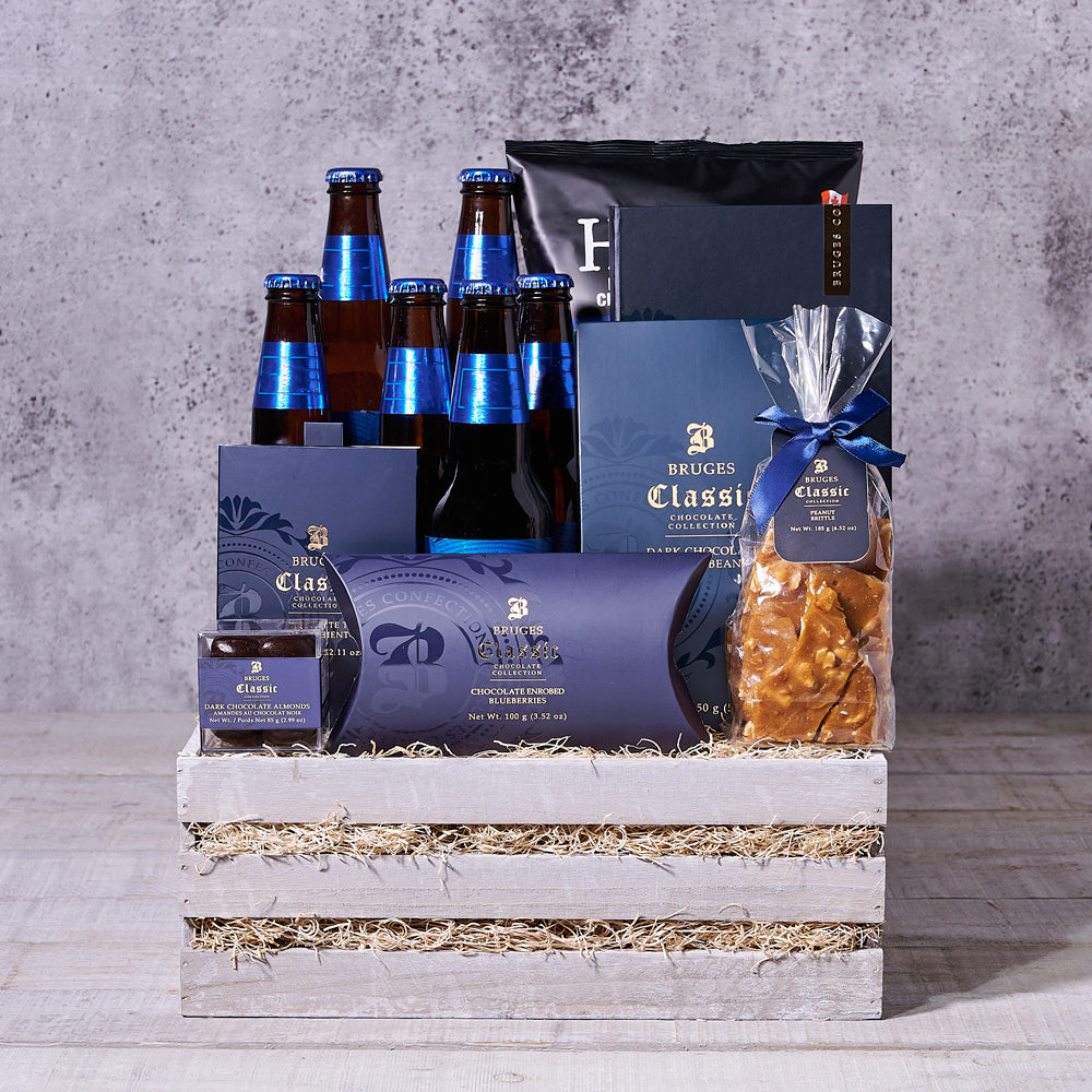 The Crisp Beer Gift Basket, beer gift baskets, chocolate gift baskets