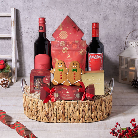Festive Chocolate & Wine Gift Set, christmas gift, christmas, holiday gift, holiday, chocolate gift, chocolate, gourmet gift, gourmet, wine gift, wine