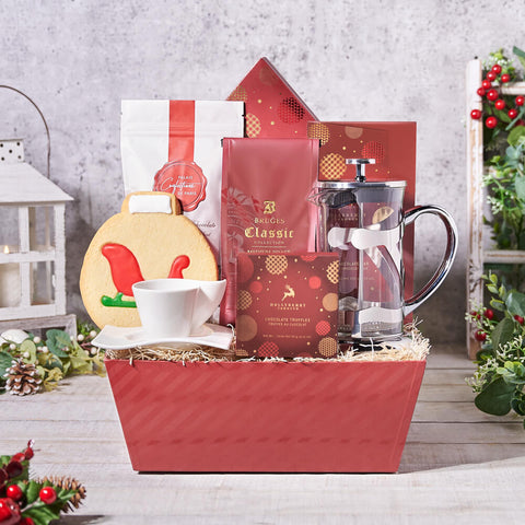 Festive Coffee Gift Basket, christmas gift, christmas, holiday gift, holiday, gourmet gift, gourmet, coffee gift, coffee