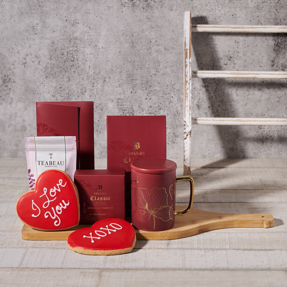 Romantic Morning Valentine’s Day Gift Basket, Valentine's Day gifts, cookie gifts