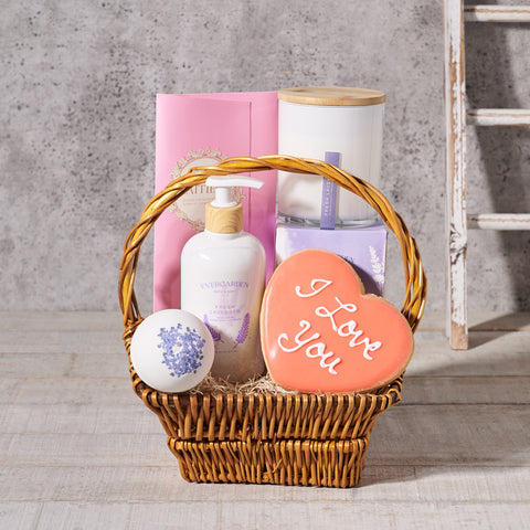 Valentine’s Day Comfort Basket, Valentine's Day gifts, spa gifts