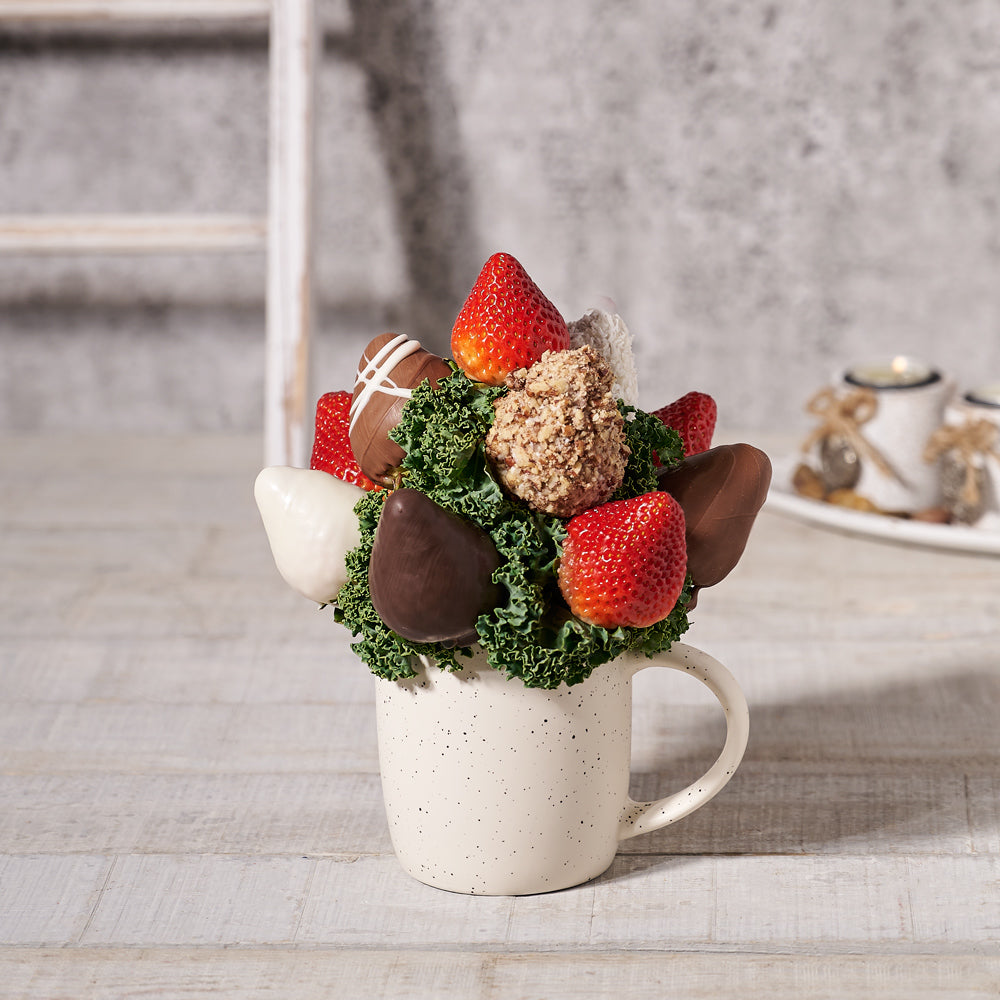 Gourmet Chocolate Dipped Strawberries Mug, Valentine's Day gifts, chocolate covered strawberries