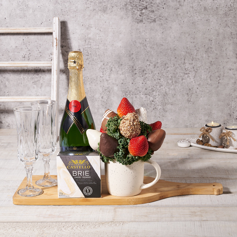 Just for You Champagne &amp; Strawberries Gift , Valentine's Day gifts, sparkling wine gifts, chocolate covered strawberries gifts