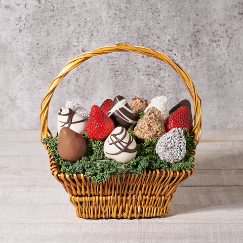 Classic Chocolate Dipped Strawberry Basket, Valentine's Day gifts, chocolate covered strawberries