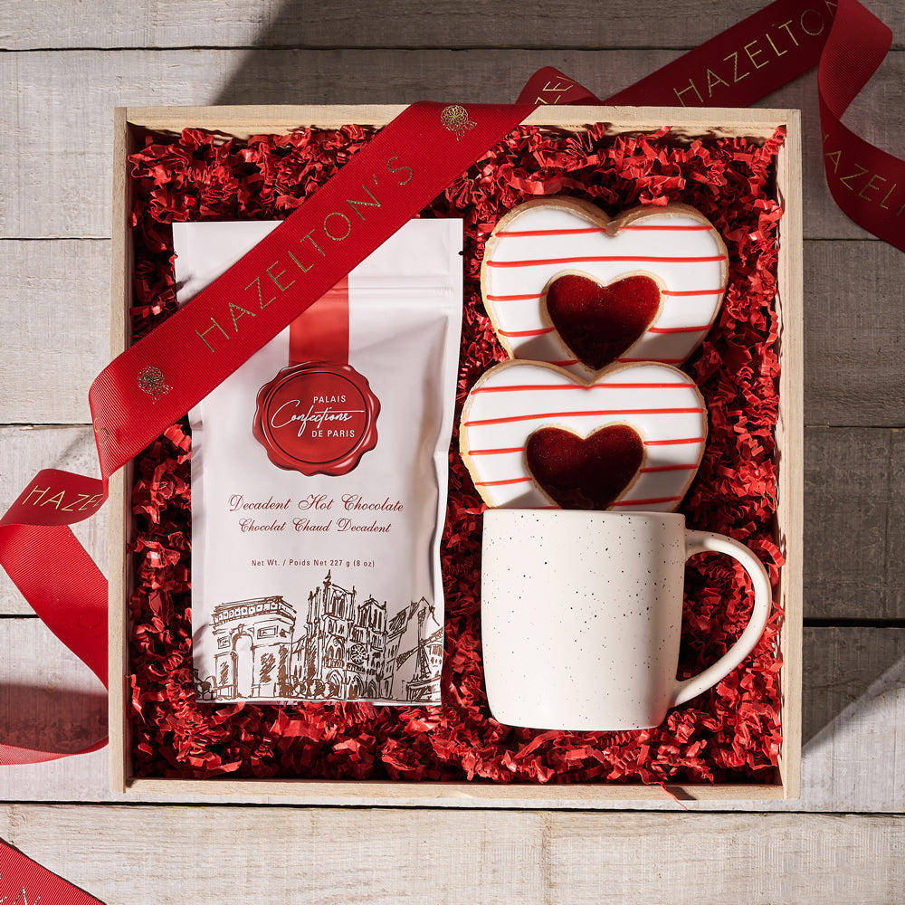 Valentine’s Day Hot Chocolate & Cookies Gift Set, Valentine's Day gifts, cookie gifts