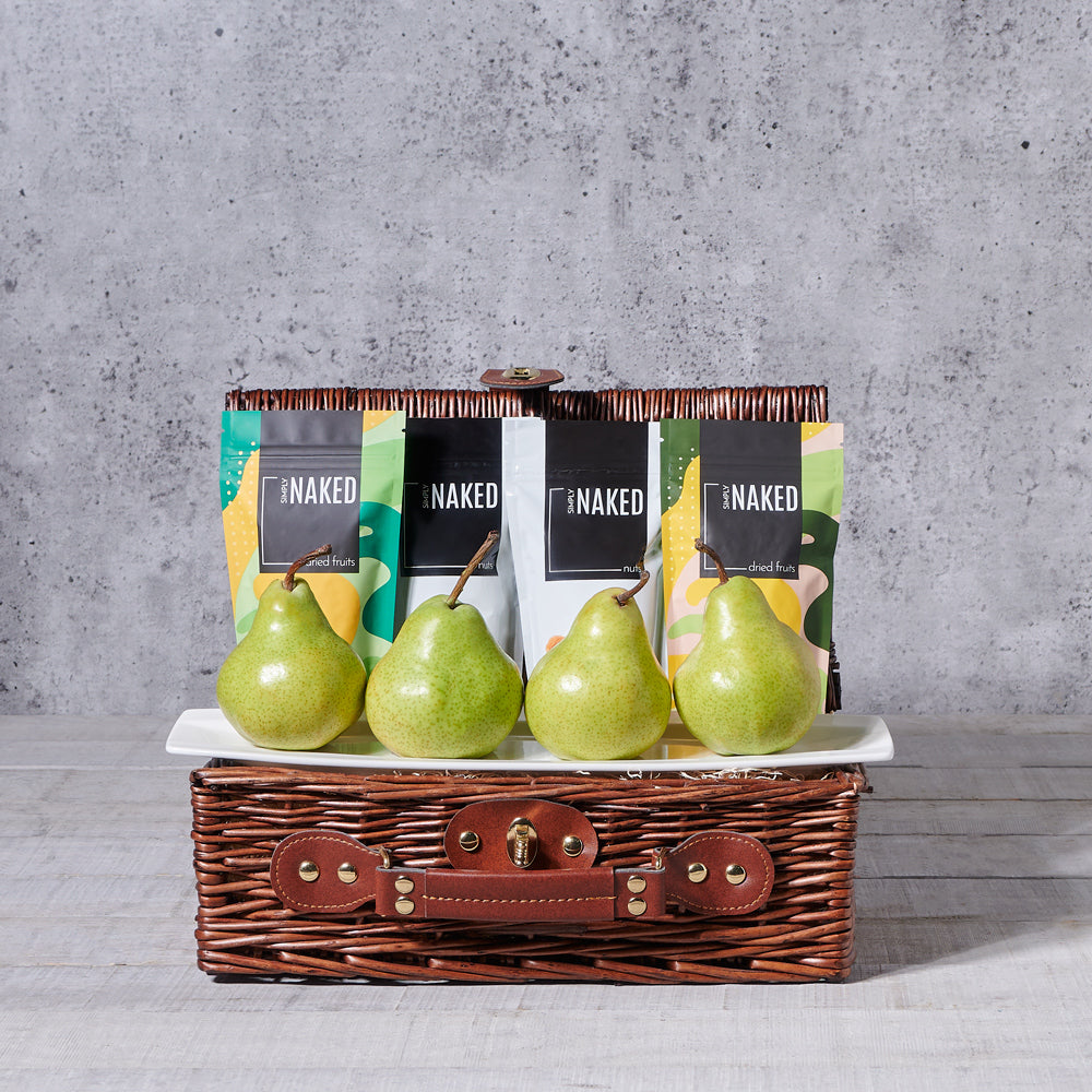 Pear Harvest Fruit Snack Basket, fruit gift, fruit, fruit & nut gift, nuts, nut gift, gourmet gift, gourmet